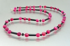 Lange Halskette mit pink Achat und Onyx-verkauft-