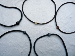 Herren Halskette mit Edelstahlzwischenteile 3/4 mm Leder